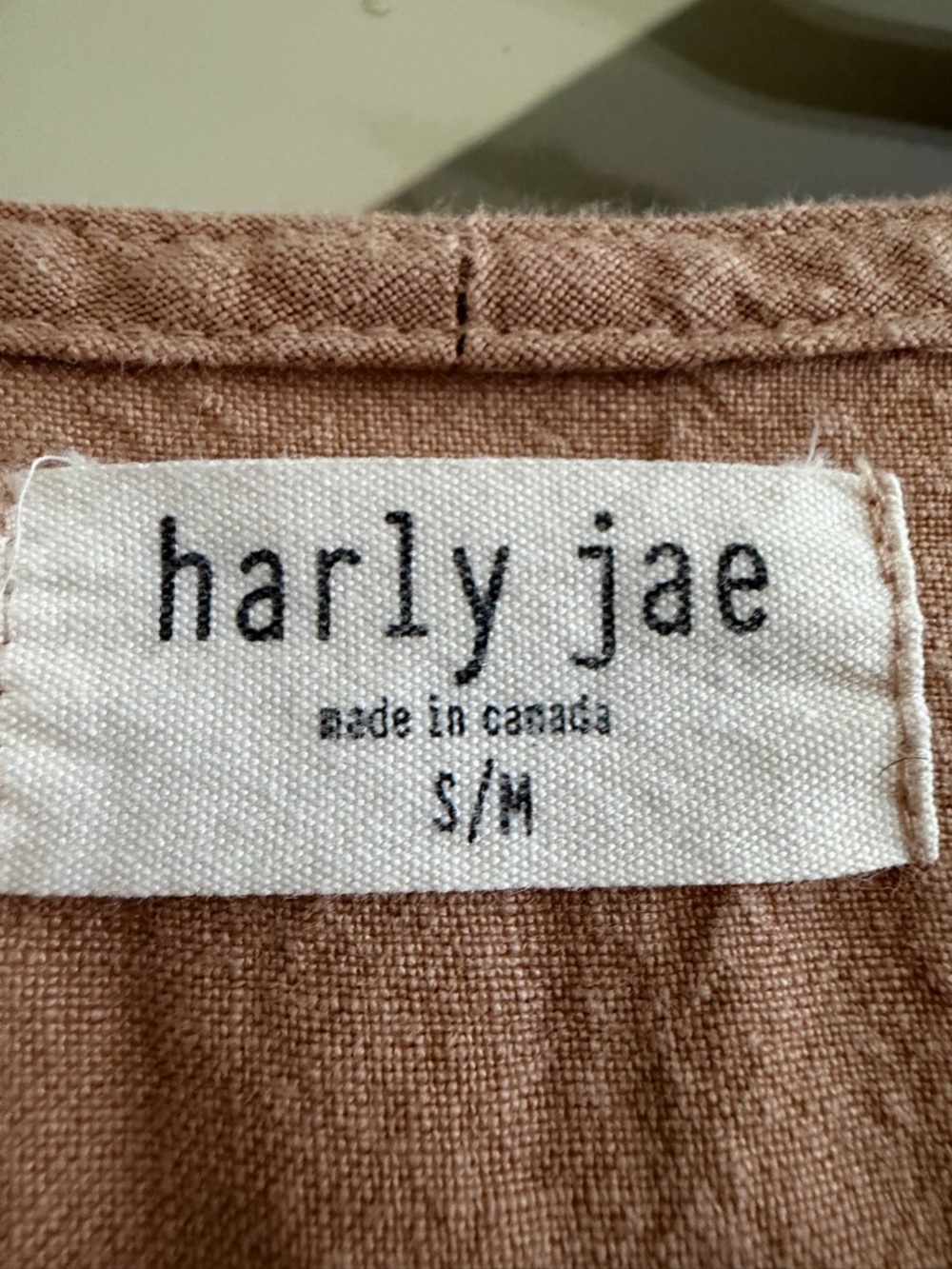 Harley Jae Paysanne Dress (Long) in Tan 100% Linen, Made in Canada - Picture 3 of 3